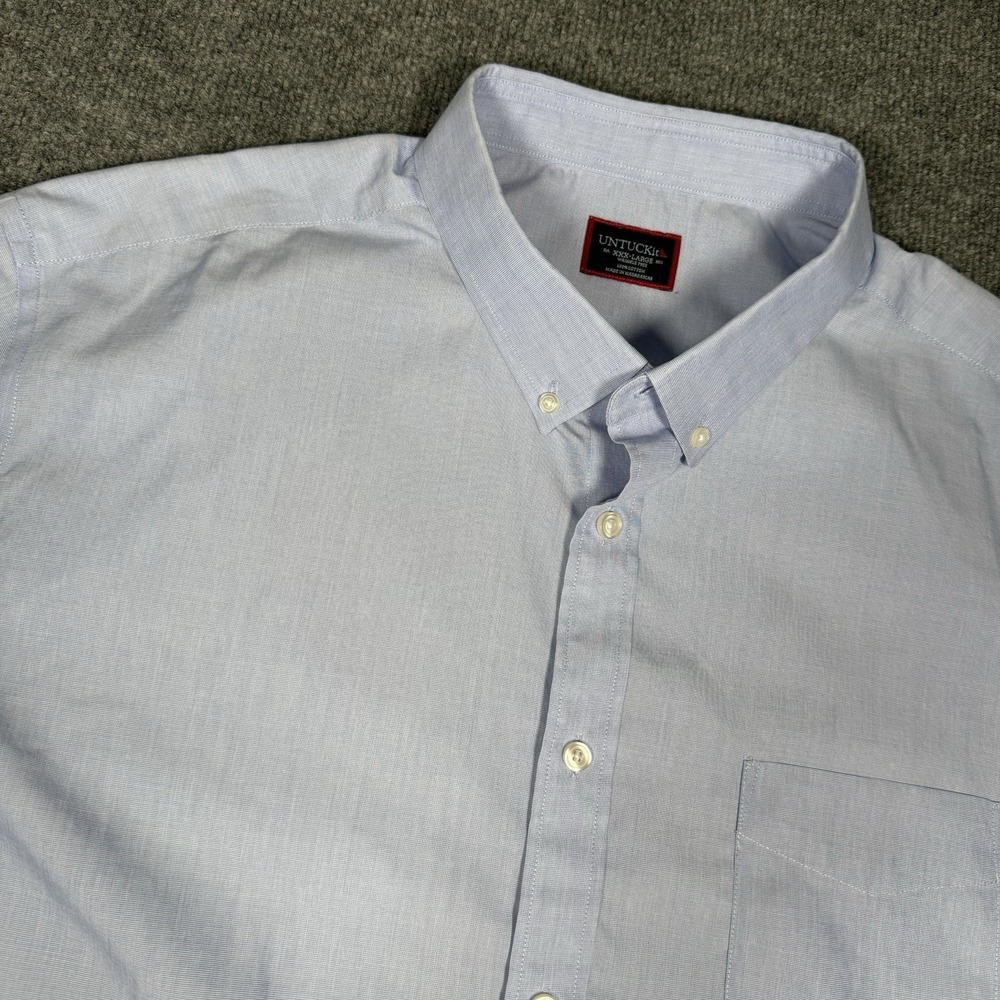 UNTUCKit Mens 3XL XXXL Light Blue 100% Cotton Button Up Shirt Wrinkle Free